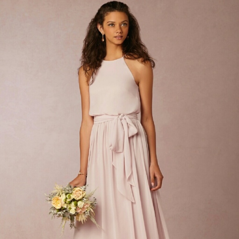 Anthro BHLDN Alana Palest Pink Bridesmaid Dress